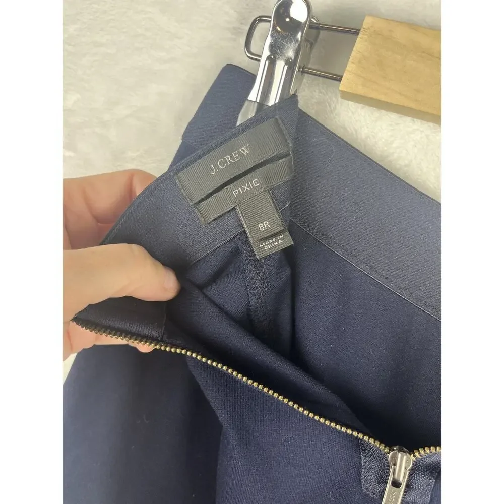 J. Crew Navy Blue Pixie Leggings Pants Women Size 8 Back Zipper Back Seam 31090 - Picture 11 of 15
